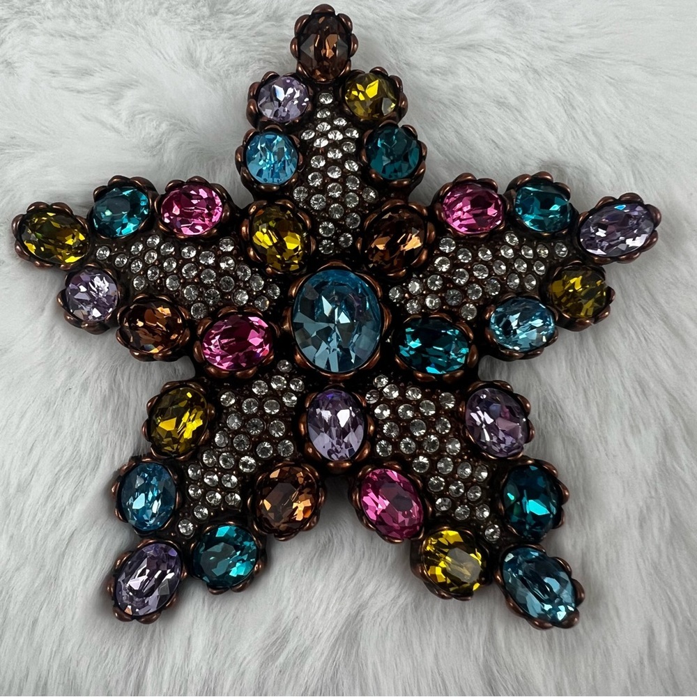 Joan Rivers Multi-colored Crystal Starfish Brooch